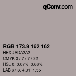 カラーコード: RGB 173.9 162 162 | qconv.com