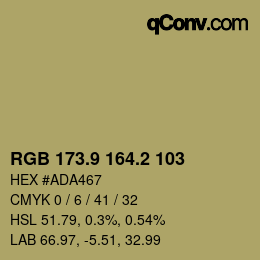 Color code: RGB 173.9 164.2 103 | qconv.com
