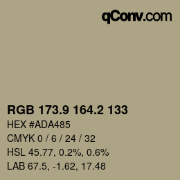 Color code: RGB 173.9 164.2 133 | qconv.com