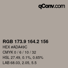 カラーコード: RGB 173.9 164.2 156 | qconv.com