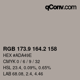 Color code: RGB 173.9 164.2 158 | qconv.com