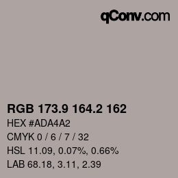 Color code: RGB 173.9 164.2 162 | qconv.com
