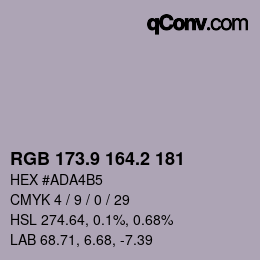 Color code: RGB 173.9 164.2 181 | qconv.com
