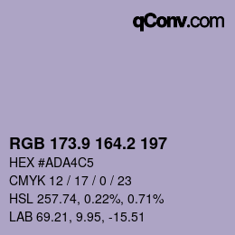 Color code: RGB 173.9 164.2 197 | qconv.com