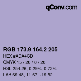 Color code: RGB 173.9 164.2 205 | qconv.com
