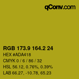 カラーコード: RGB 173.9 164.2 24 | qconv.com
