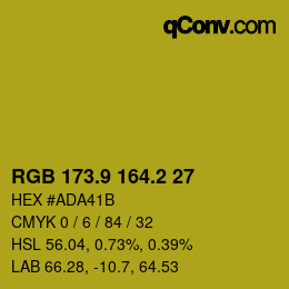 カラーコード: RGB 173.9 164.2 27 | qconv.com