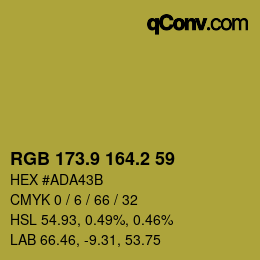 カラーコード: RGB 173.9 164.2 59 | qconv.com