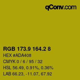 カラーコード: RGB 173.9 164.2 8 | qconv.com