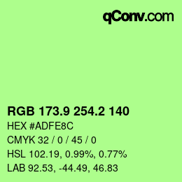 カラーコード: RGB 173.9 254.2 140 | qconv.com