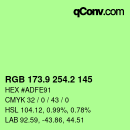 カラーコード: RGB 173.9 254.2 145 | qconv.com