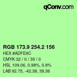 カラーコード: RGB 173.9 254.2 156 | qconv.com