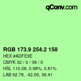 カラーコード: RGB 173.9 254.2 158 | qconv.com