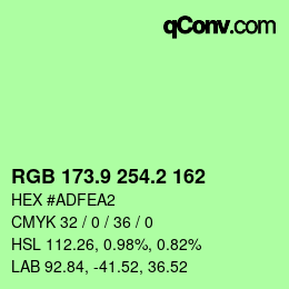 カラーコード: RGB 173.9 254.2 162 | qconv.com