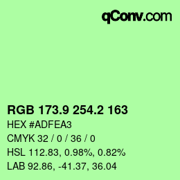カラーコード: RGB 173.9 254.2 163 | qconv.com