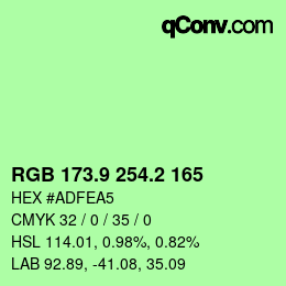 カラーコード: RGB 173.9 254.2 165 | qconv.com