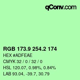 カラーコード: RGB 173.9 254.2 174 | qconv.com