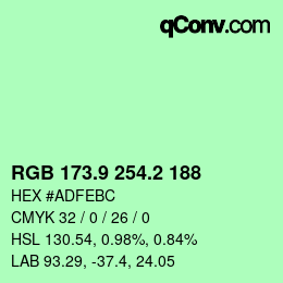 カラーコード: RGB 173.9 254.2 188 | qconv.com