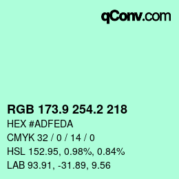 カラーコード: RGB 173.9 254.2 218 | qconv.com