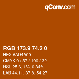 Color code: RGB 173.9 74.2 0 | qconv.com