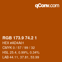 Color code: RGB 173.9 74.2 1 | qconv.com