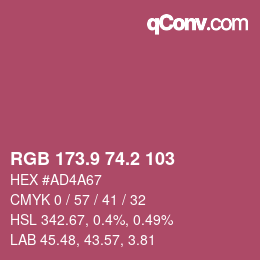 カラーコード: RGB 173.9 74.2 103 | qconv.com