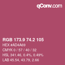 カラーコード: RGB 173.9 74.2 105 | qconv.com