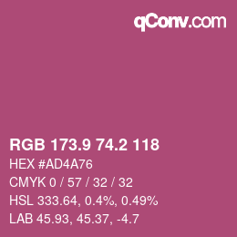 カラーコード: RGB 173.9 74.2 118 | qconv.com