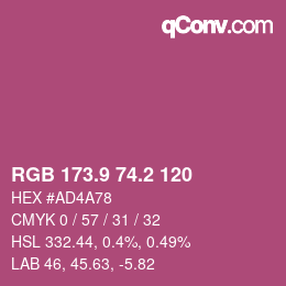 カラーコード: RGB 173.9 74.2 120 | qconv.com