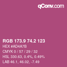カラーコード: RGB 173.9 74.2 123 | qconv.com