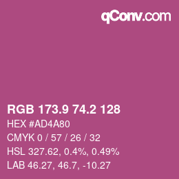 カラーコード: RGB 173.9 74.2 128 | qconv.com