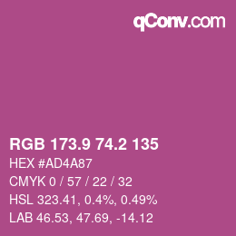 カラーコード: RGB 173.9 74.2 135 | qconv.com