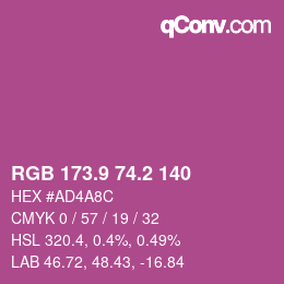 カラーコード: RGB 173.9 74.2 140 | qconv.com