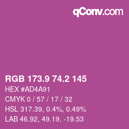 カラーコード: RGB 173.9 74.2 145 | qconv.com