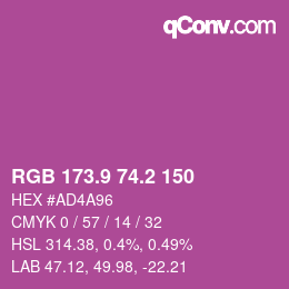カラーコード: RGB 173.9 74.2 150 | qconv.com