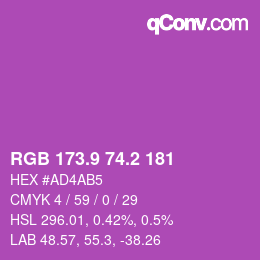 カラーコード: RGB 173.9 74.2 181 | qconv.com