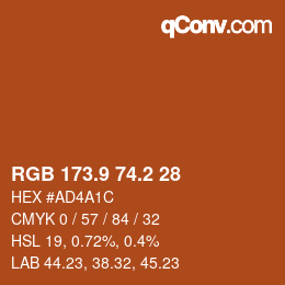 カラーコード: RGB 173.9 74.2 28 | qconv.com