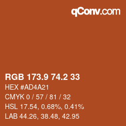 Color code: RGB 173.9 74.2 33 | qconv.com