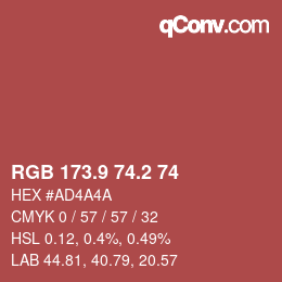 カラーコード: RGB 173.9 74.2 74 | qconv.com
