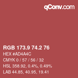 Code couleur: RGB 173.9 74.2 76 | qconv.com
