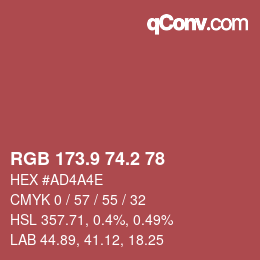 カラーコード: RGB 173.9 74.2 78 | qconv.com