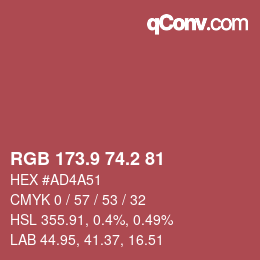 Color code: RGB 173.9 74.2 81 | qconv.com