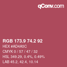 カラーコード: RGB 173.9 74.2 92 | qconv.com