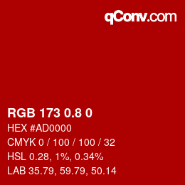 カラーコード: RGB 173 0.8 0 | qconv.com