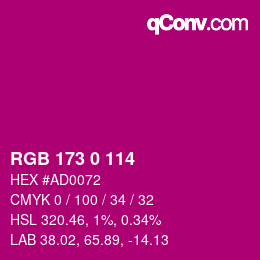 Color code: RGB 173 0 114 | qconv.com