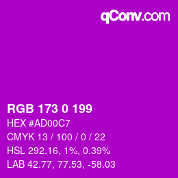 Color code: RGB 173 0 199 | qconv.com