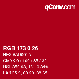 Code couleur: RGB 173 0 26 | qconv.com