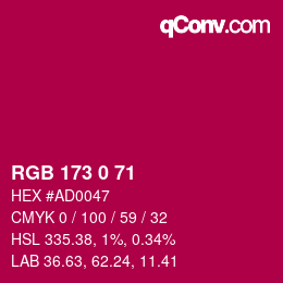 Farbcode: RGB 173 0 71 | qconv.com