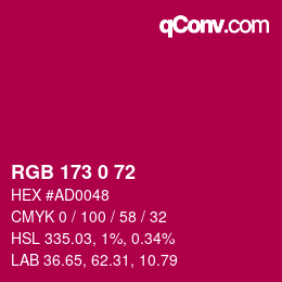 Farbcode: RGB 173 0 72 | qconv.com