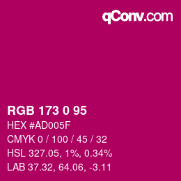 Color code: RGB 173 0 95 | qconv.com